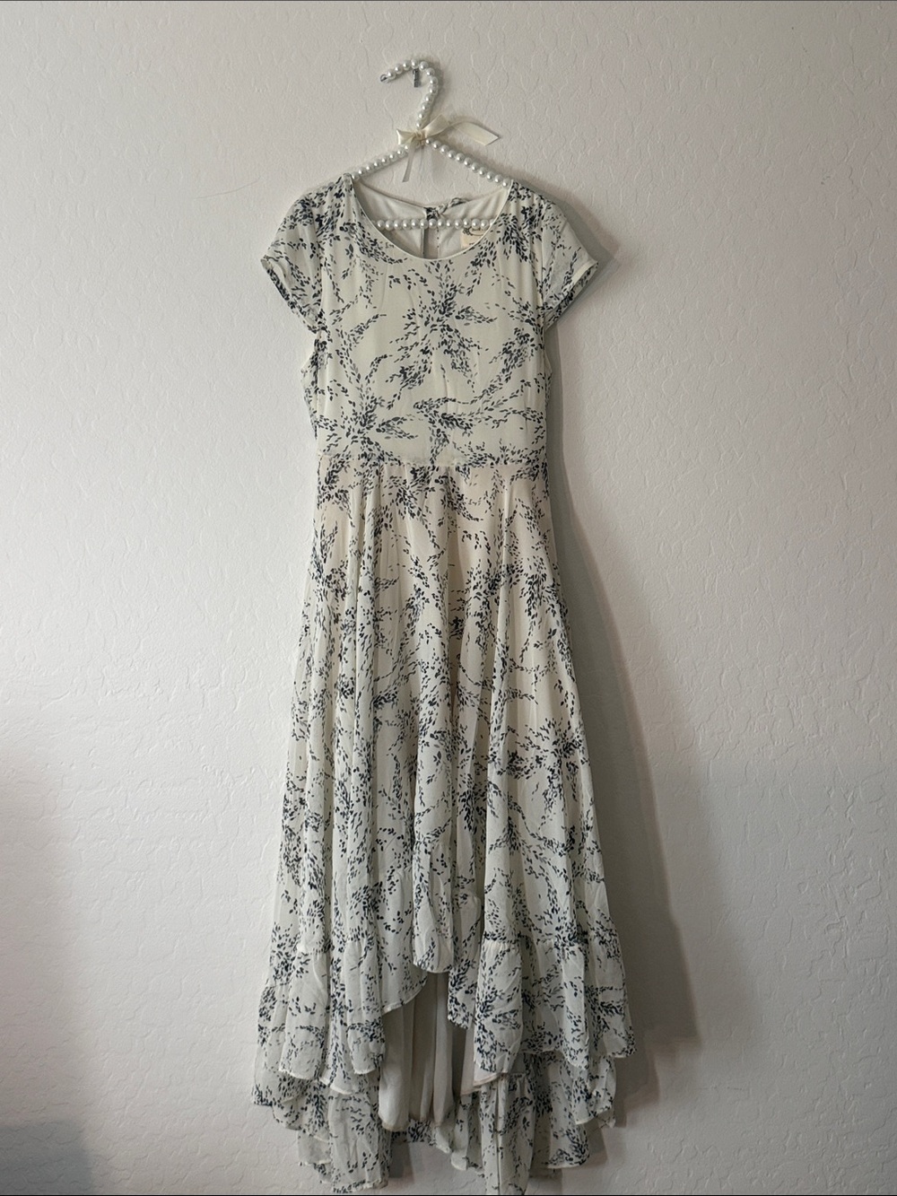 Joyfolie Cream and Black Floral High-Low Dress